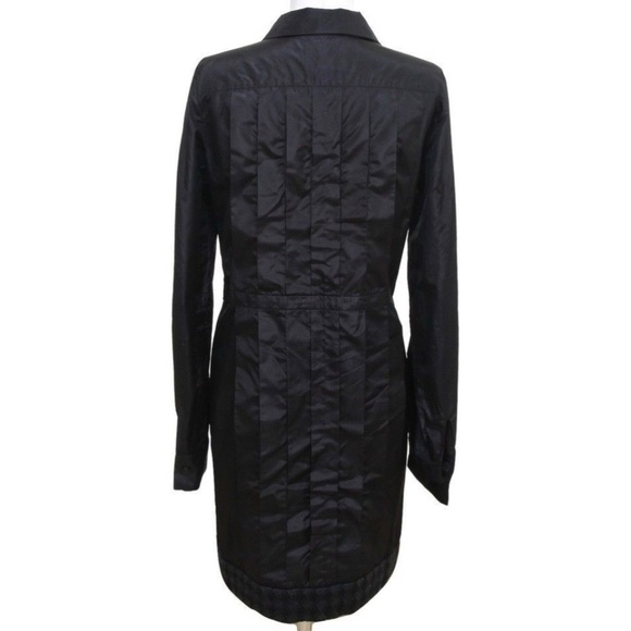Chanel Black Silk Taffeta Coat Dress Cashmere Trim Button Down Sz 40 08A 2008 - Picture 8 of 9